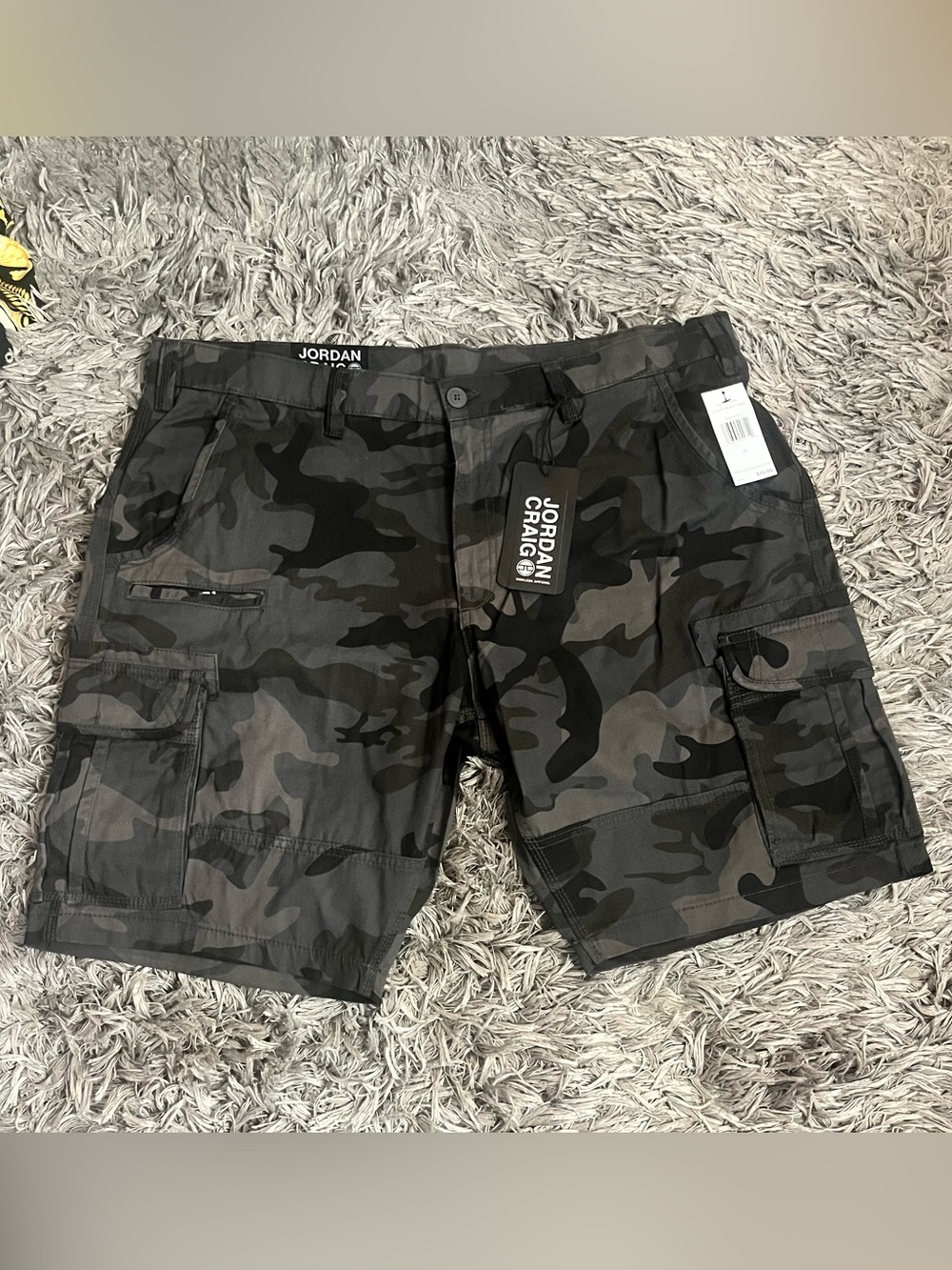 Jordan Craig Men's Black & Gray Camo Cargo Shorts Size 42 NWT